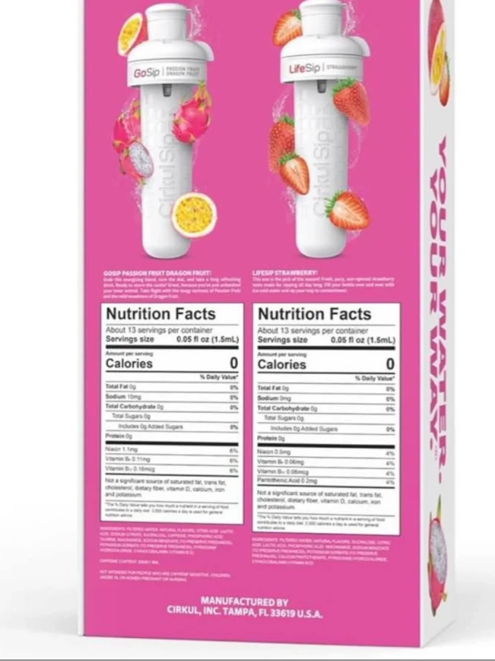 Cirkul 32oz Pink Stainless Steel Water Bottle Starter Kit + 2 Sip Cartridges